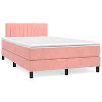 vidaXL Ramsäng med madrass rosa 120x190 cm sammet