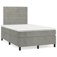 vidaXL Ramsäng med madrass ljusgrå 120x190 cm sammet