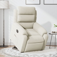 vidaXL Elektrisk reclinerfåtölj med uppresningshjälp gräddvit sammet