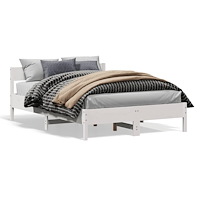 vidaXL Sängram utan madrass vit 140x200 cm massiv furu