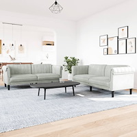 vidaXL Soffgrupp 2 delar ljusgrå sammet
