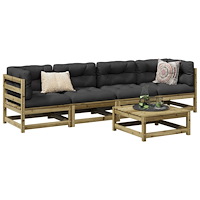 vidaXL Soffgrupp för trädgården 5 delar impregnerad furu