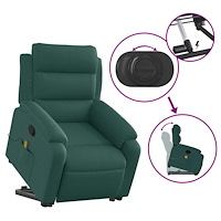 vidaXL Massagefåtölj med uppresningshjälp mörkgrön tyg