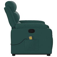 vidaXL Massagefåtölj med uppresningshjälp mörkgrön tyg