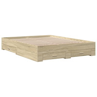 vidaXL Sängram med lådor sonoma-ek 150x200 cm konstruerat trä