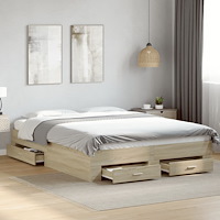 vidaXL Sängram med lådor sonoma-ek 150x200 cm konstruerat trä