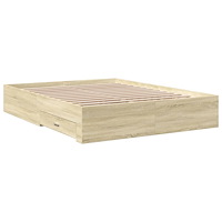 vidaXL Sängram med lådor sonoma-ek 150x200 cm konstruerat trä