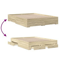 vidaXL Sängram med lådor sonoma-ek 150x200 cm konstruerat trä