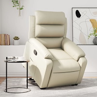 vidaXL Reclinerfåtölj med uppresningshjälp gräddvit konstläder