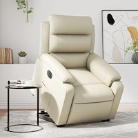 vidaXL Reclinerfåtölj med uppresningshjälp gräddvit konstläder