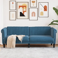 vidaXL Soffa 3-sits blå sammet