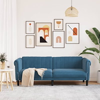 vidaXL Soffa 3-sits blå sammet
