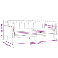 vidaXL Soffa 3-sits blå sammet