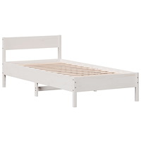 vidaXL Sängram utan madrass vit 90x200 cm massiv furu