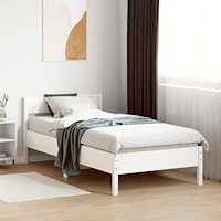 vidaXL Sängram utan madrass vit 90x200 cm massiv furu