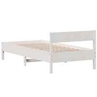 vidaXL Sängram utan madrass vit 90x200 cm massiv furu