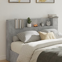 vidaXL Sänggavel med LED betonggrå 160x16,5x103,5 cm