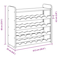 vidaXL Vinställ med hylla 67,5x25x60 cm massiv furu