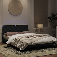 vidaXL Sängram med LED-belysning svart 140x200 cm sammet