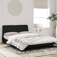vidaXL Sängram med LED-belysning svart 140x200 cm sammet