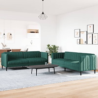 vidaXL Soffgrupp 2 delar mörkgrön tyg