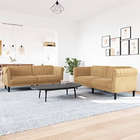 vidaXL Soffgrupp 2 delar brun sammet