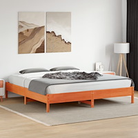 vidaXL Sängram utan madrass vaxbrun 200x200 cm massiv furu