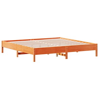 vidaXL Sängram utan madrass vaxbrun 200x200 cm massiv furu