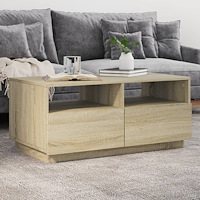 vidaXL Soffbord med LED sonoma-ek 90x49x40 cm
