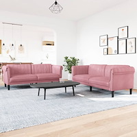 vidaXL Soffgrupp 2 delar rosa sammet