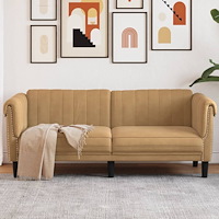 vidaXL Soffa 2-sits brun konstmocka