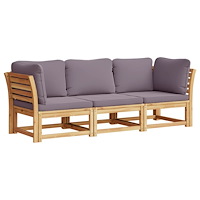 vidaXL Loungegrupp 3 delar med dynor massivt akaciaträ