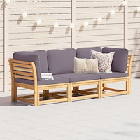 vidaXL Loungegrupp 3 delar med dynor massivt akaciaträ
