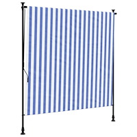vidaXL Rullgardin utomhus blå och vit 150x270 cm tyg&stål