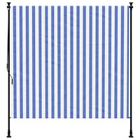 vidaXL Rullgardin utomhus blå och vit 150x270 cm tyg&stål