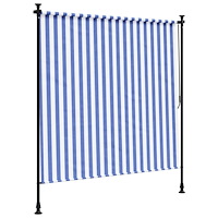 vidaXL Rullgardin utomhus blå och vit 150x270 cm tyg&stål