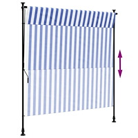 vidaXL Rullgardin utomhus blå och vit 150x270 cm tyg&stål