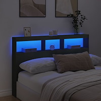 vidaXL Sänggavel med LED svart 160x17x102 cm