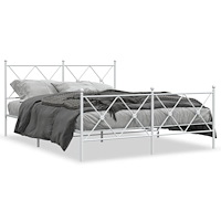 vidaXL Sängram med huvudgavel och fotgavel vit metall 150x200 cm