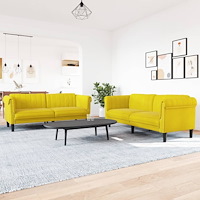 vidaXL Soffgrupp 2 delar gul sammet