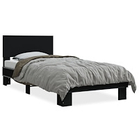 vidaXL Sängram svart 90x200 cm konstruerat trä och metall