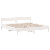 vidaXL Sängram utan madrass vit 200x200 cm massiv furu