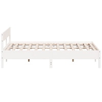 vidaXL Sängram utan madrass vit 200x200 cm massiv furu