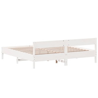 vidaXL Sängram utan madrass vit 200x200 cm massiv furu