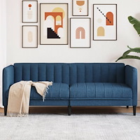 vidaXL Soffa 2-sits blå tyg