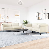 vidaXL Soffgrupp 2 delar gräddvit sammet