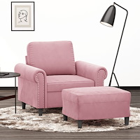 vidaXL Fåtölj med fotpall rosa 60 cm sammet