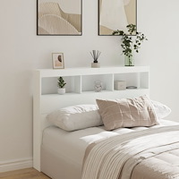 vidaXL Sänggavel med LED vit 140x17x102 cm