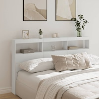 vidaXL Sänggavel med LED vit 180x17x102 cm