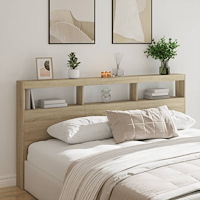 vidaXL Sänggavel med LED sonoma-ek 200x17x102 cm